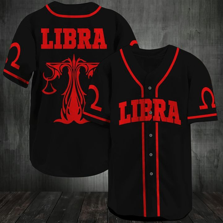 Libra Zodiac Red Black Personalized 3d Baseball Jersey