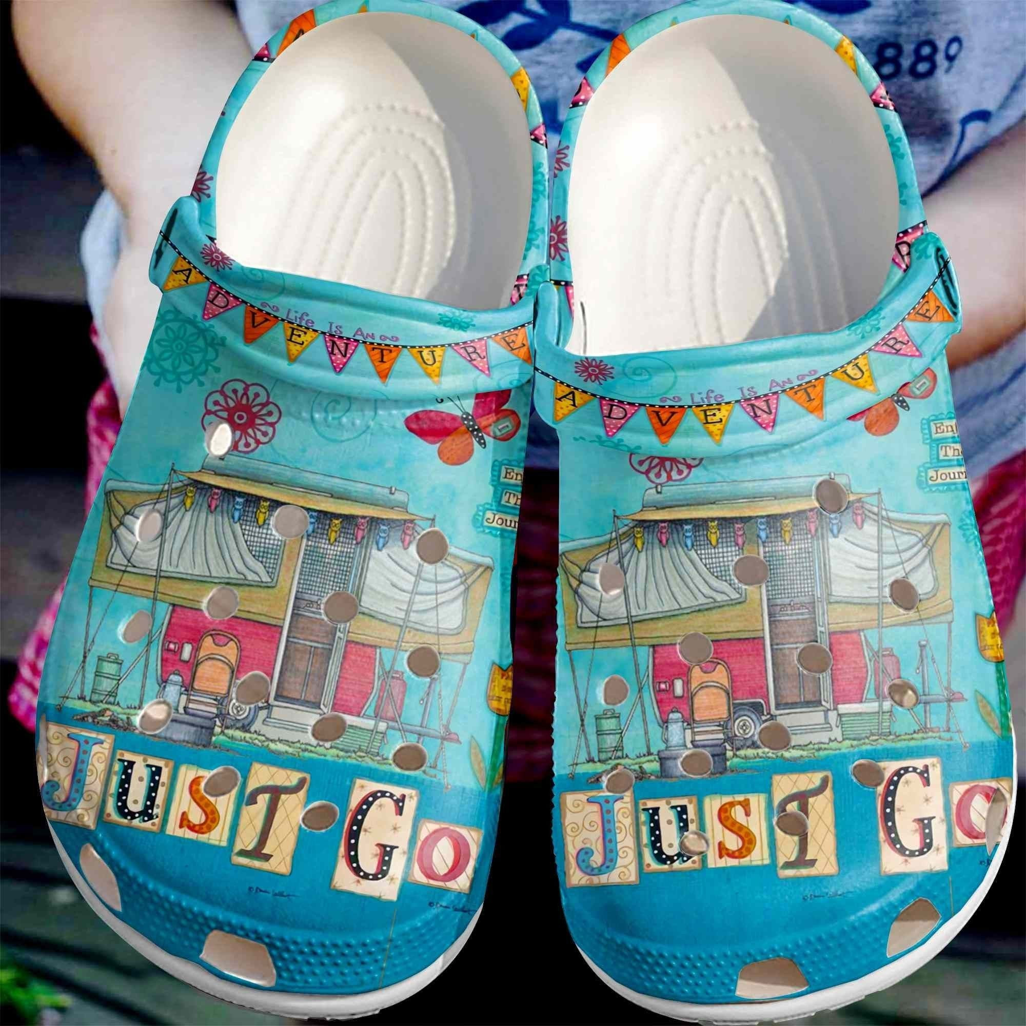 Life Is An Adventure Shoes - Just Go In Bus Crocs Clogs Gift For Children