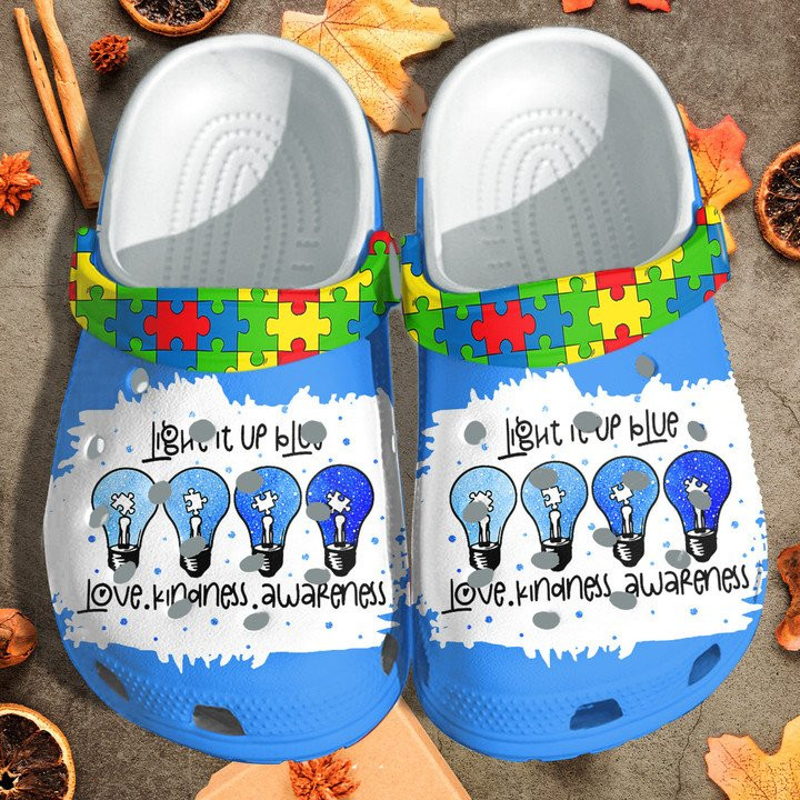 Light It Up Blue Clogs Autism Awareness Shoes Crocs