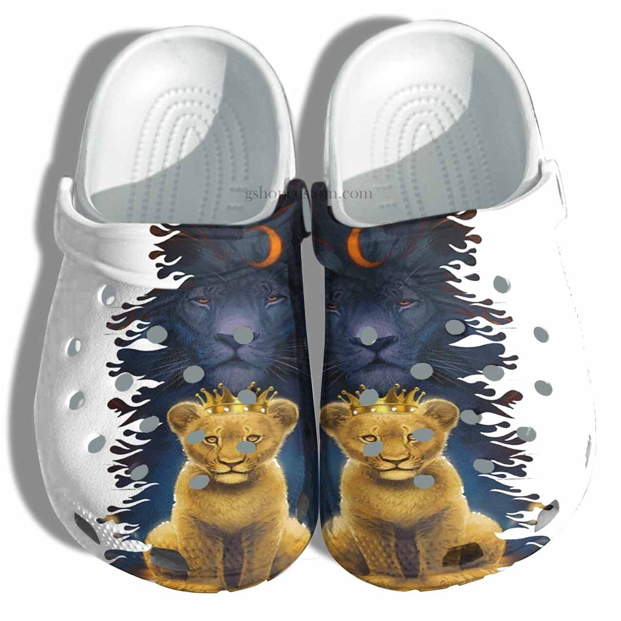Lion Dad And Lion Son Love To The Moon And Back Croc Shoes Gift Men Father Day- Father Lion Crocs Shoes Customize Name