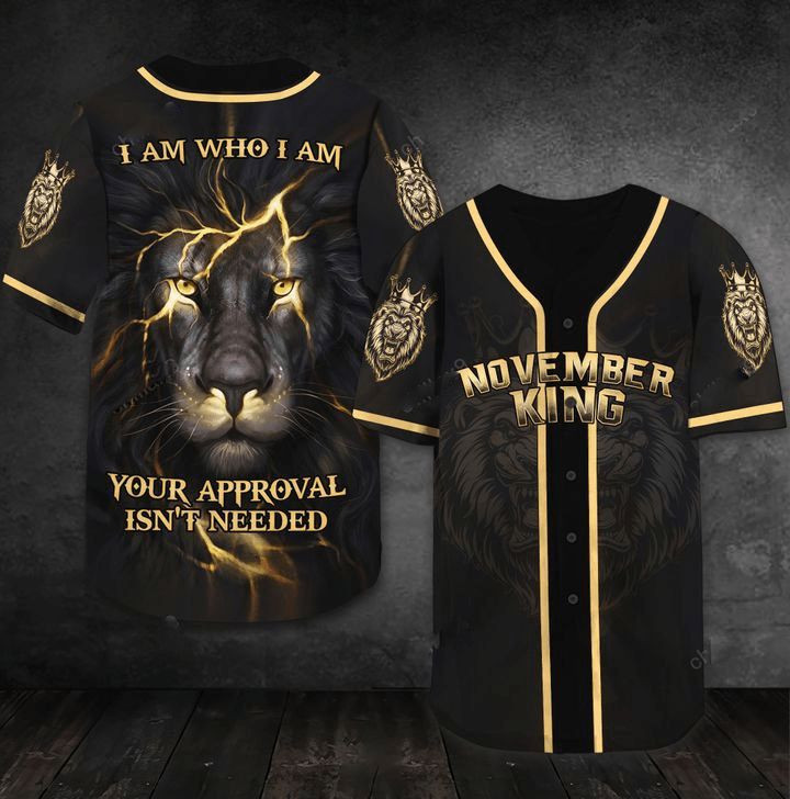 Lion I Am Who I Am Custom Personalized Month 3d Baseball Jersey h