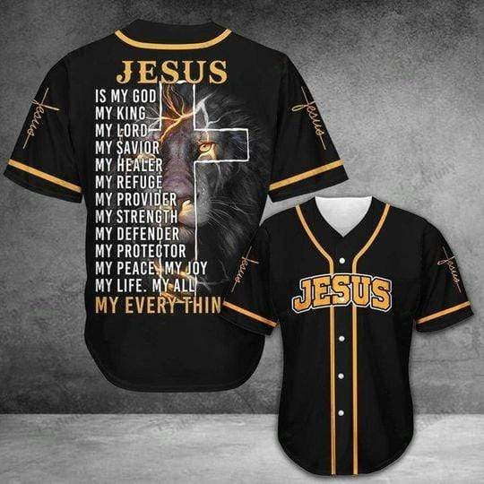 Lion Jesus Is My Everything Cross Personalized 3d Baseball Jersey kv
