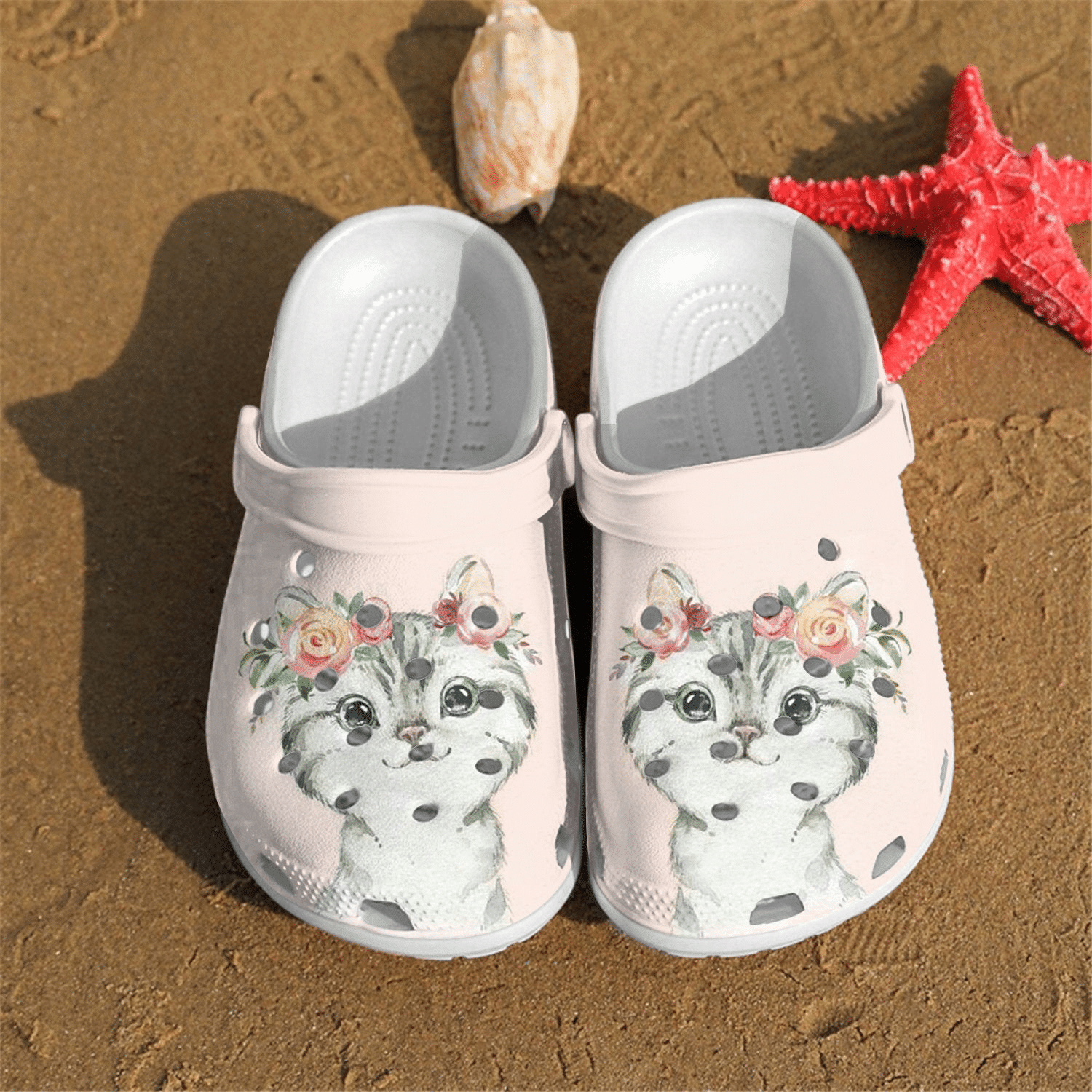 Little Cat Flowers Crocs Clog Shoes