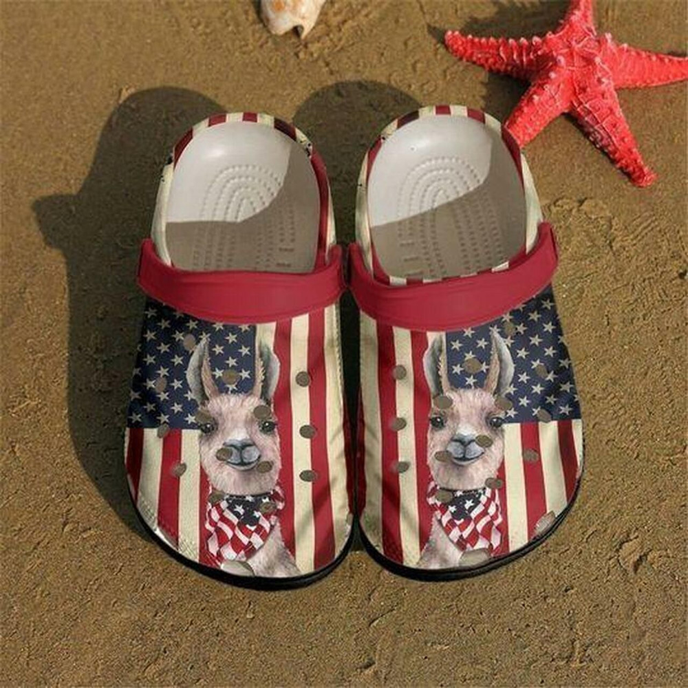 Llama Flag Us Personalized Gift For Lover Rubber Crocs Clog Shoes Comfy Footwear