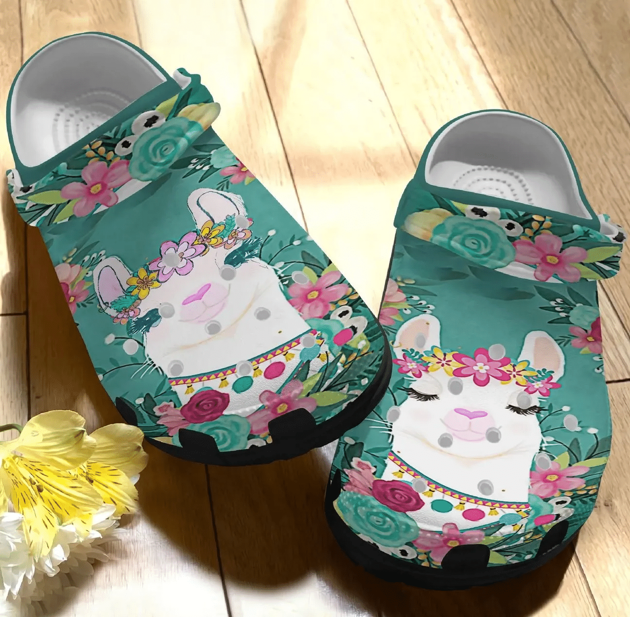 Llama Personalized Clog Custom Crocs Comfortablefashion Style Comfortable For Women Men Kid Print 3D Llama Flower