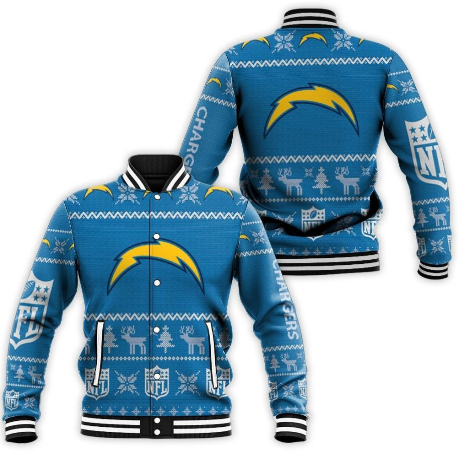 Los Angeles Chargers Christmas 3d Baseball Jacket for Men Women