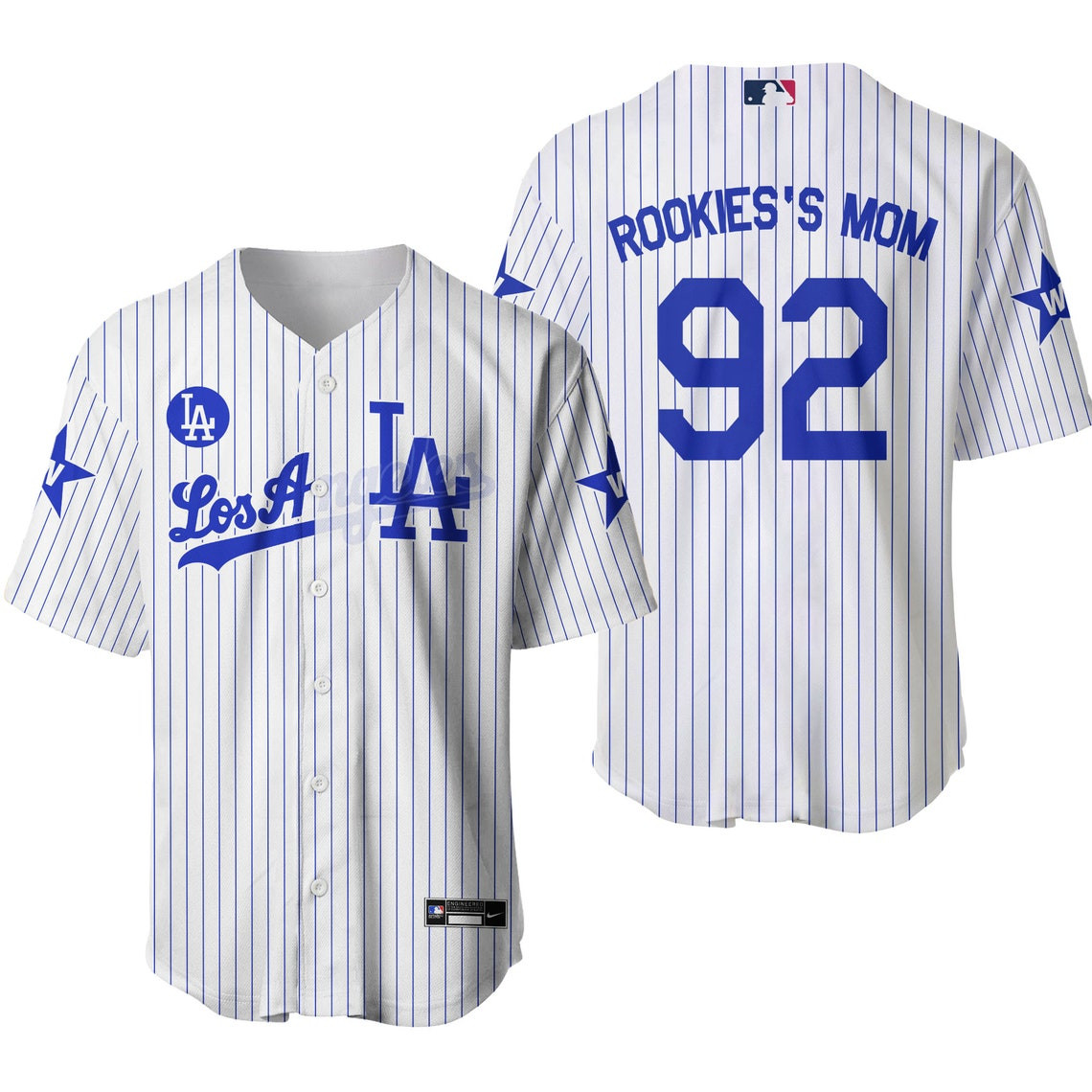 Los Angeles LA White Royal Blue Unisex Cartoon Custom Baseball Jersey Personalized Shirt Men Women