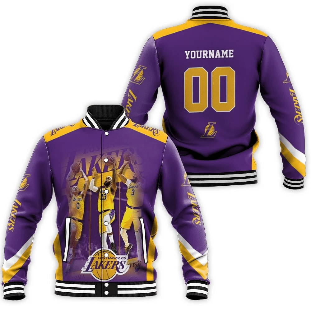 Los Angeles Lakers Players Photos Nba Western Conference Baseball Jacket for Men Women