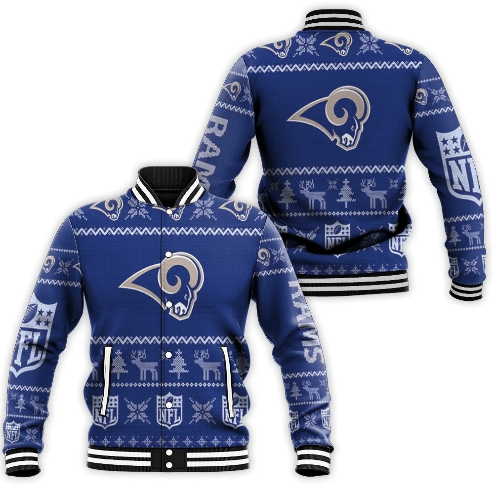 Los Angeles Rams Christmas 3d Baseball Jacket for Men Women