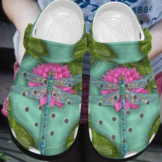 Lotus Dragonfly Crocs Classic Clogs Shoes