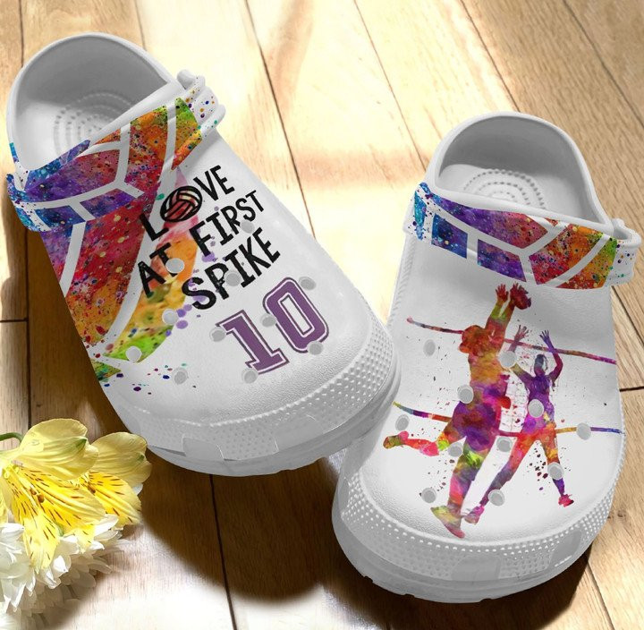 Love At First Spike Shoes Colorful Sport Volleyball Crocs Clogs Gift Spike