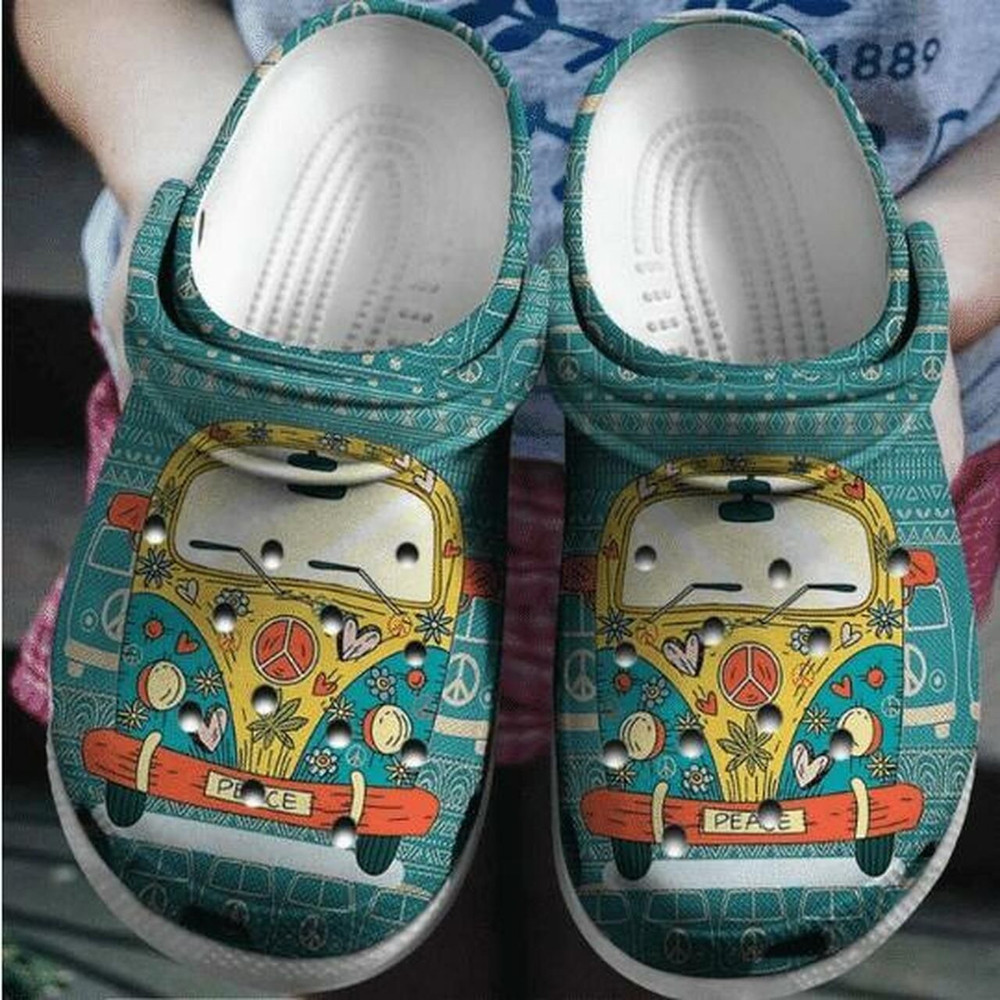 Love Bus Hippie Vans Personalized 12 Gift For Lover Rubber Crocs Clog Shoes Comfy Footwear