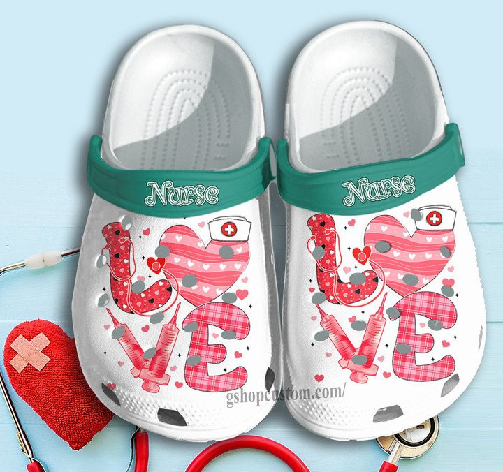 Love Heart In Nurse Shoes Clogs Crocs Gift for Female Friends LNurse