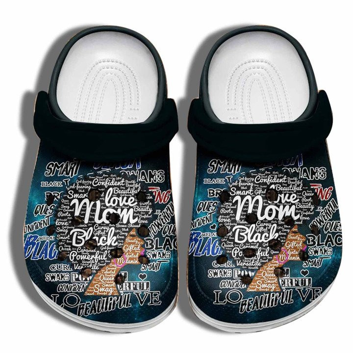 Love Mom Black Crocs Classic Clogs Shoes For Mothers day Beautiful Hair Black Women Crocs Classic Clogs Shoes