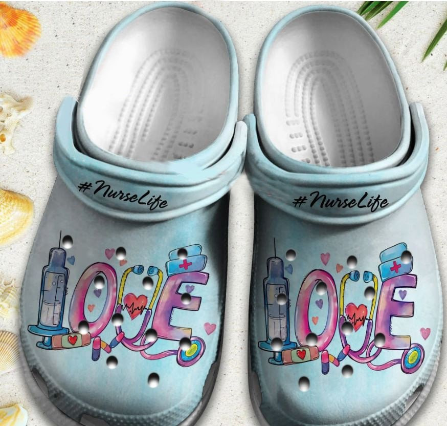 Love Nurse Life Crocs Shoes Crocbland Clogs Birthday Gift For Men Women
