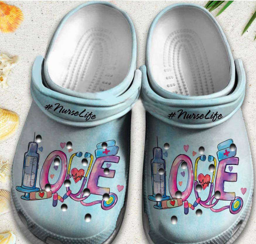 Love Nurse Life Crocs Shoes Crocbland - Custom Shoe Clog Birthday Gift For Man Woman Doctor Nurse
