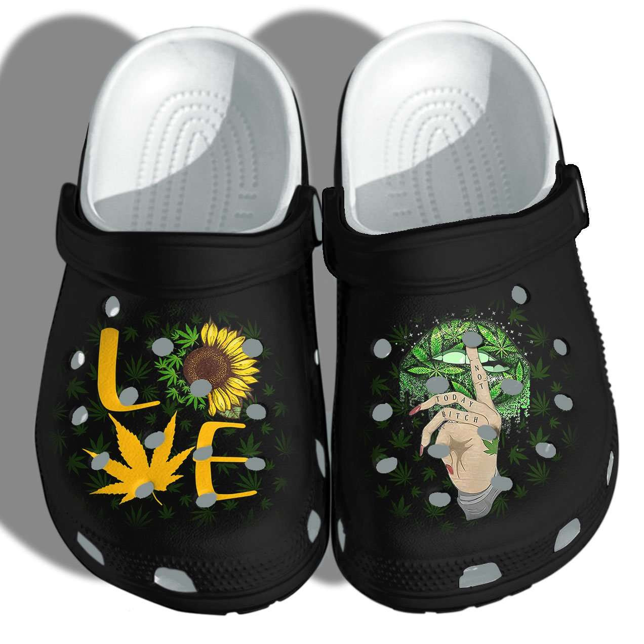 Love Sunflower Weed Funny Shut Up Lip Funny Weed Not Today Crocs Crocband Clog Shoes