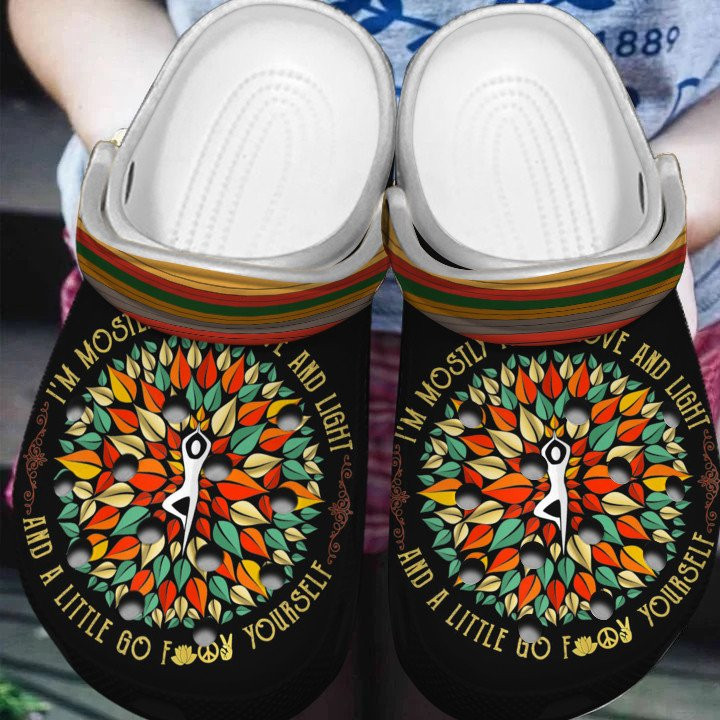 Love Yoga Pattern Clogs Crocs Shoes Gift For Christmas Thanksgiving Birthday
