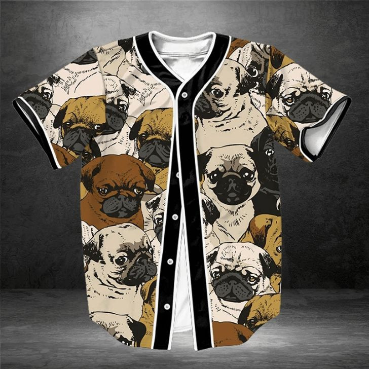 Lovely Pugs Dog Gift For Lover Baseball Jersey