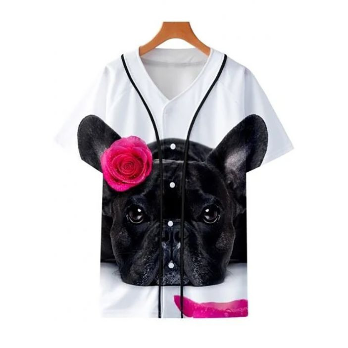 Lovely Roses French Dog Gift For Lover Baseball Jersey