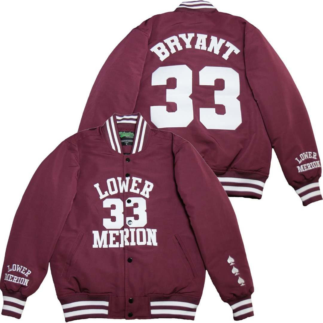 Lower Merion Highschool Kobe Bryant 33 Maroon Premium Baseball Jacket for Men Women