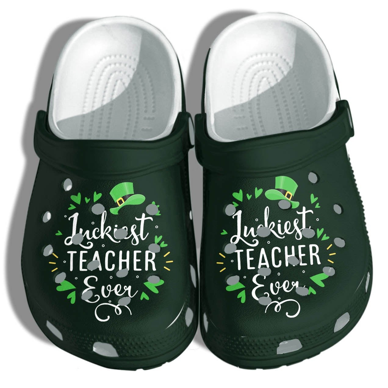 Luckiest Teacher Ever Shoes Crocs Funny Irish Teacher - Funny Shoes Patricks Day Gifts