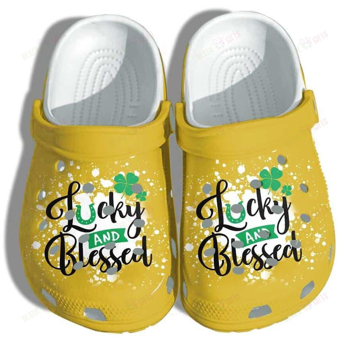 Lucky Charm Blessed Funny St Patricks Day 2021 Clover Irish Crocs Classic Clogs Shoes