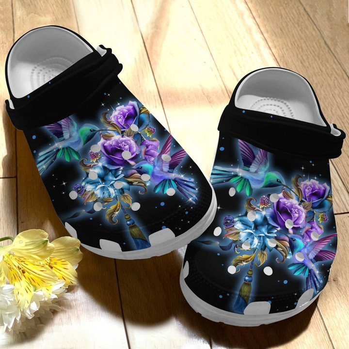Magical Flowers With Hummingbird Shoes Crocs Clogs