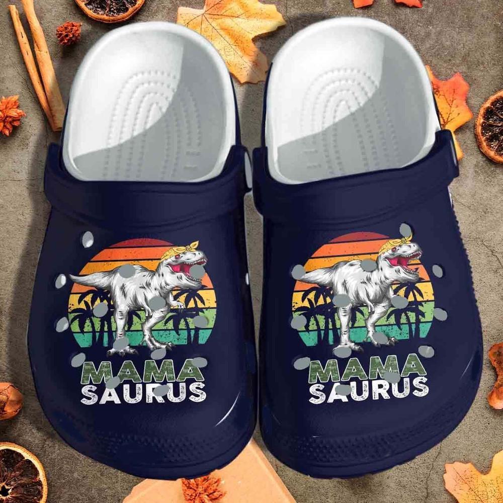 Mama Saurus Gift For Lover Rubber Crocs Clog Shoes Comfy Footwear