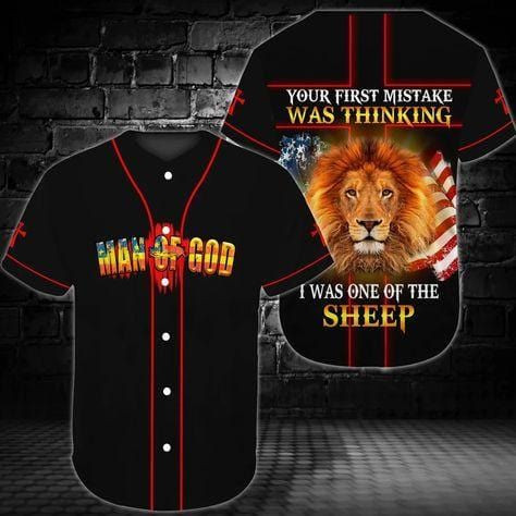 Man Of God Your First Mistake Lion Baseball Jersey, Unisex Jersey Shirt for Men Women