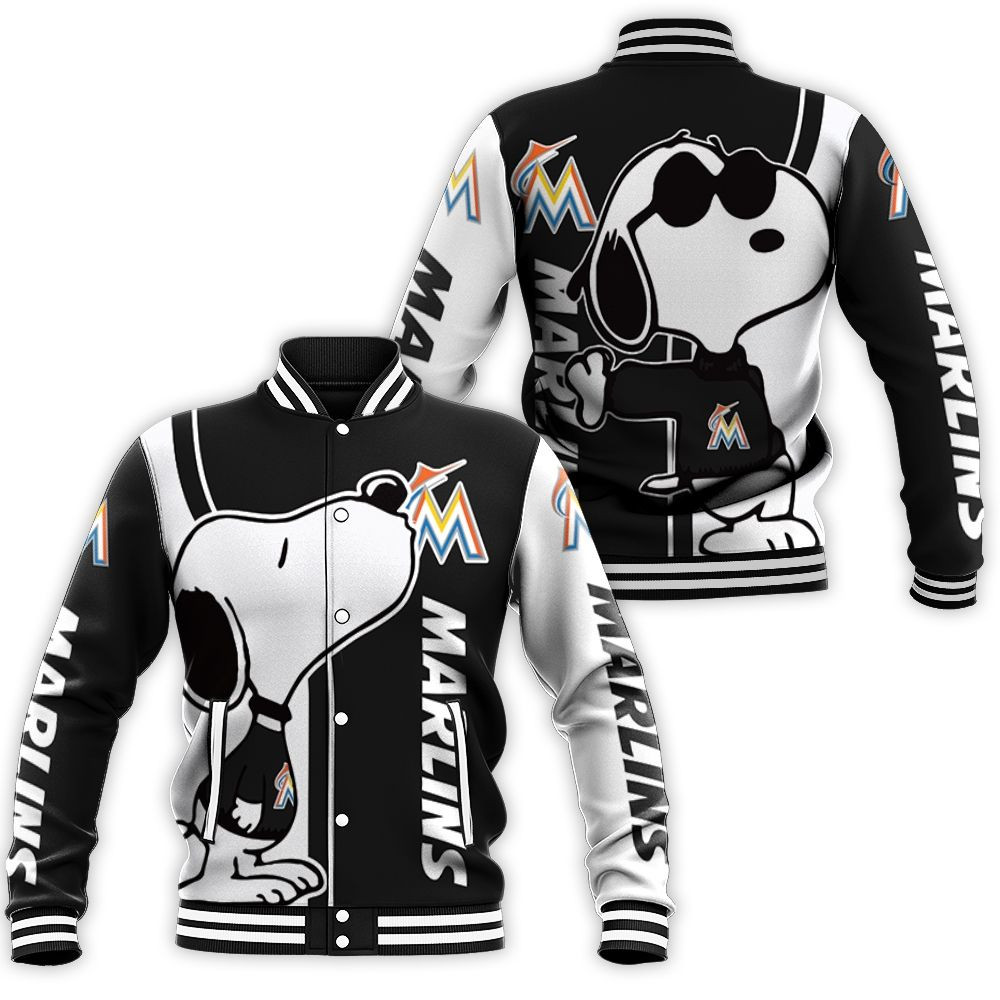 Marlins Snoopy Lover 3d Printed Baseball Jacket for Men Women