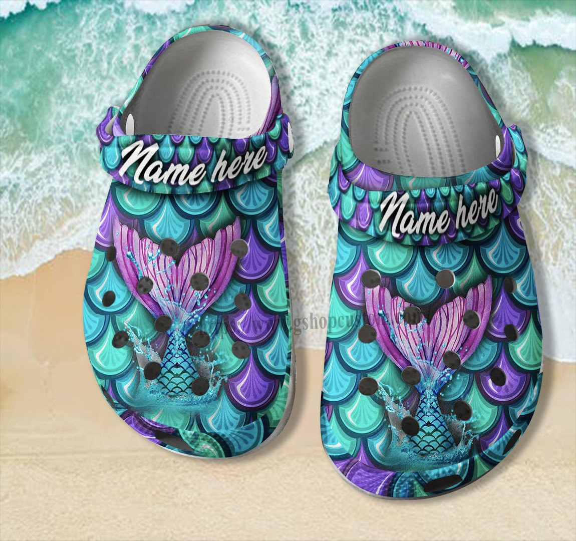 Mermaid Fin Fish Ocean Crocs Shoes Pool Party Gifts Women Girl- Mermaid Summer Beach Shoes Croc Clogs Customize