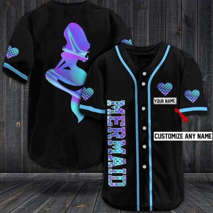 Mermaid Holo Custom Name Baseball Jersey