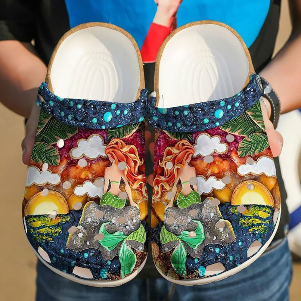 Mermaid Little Sun Ocean 102 Gift For Lover Rubber Crocs Clog Shoes Comfy Footwear
