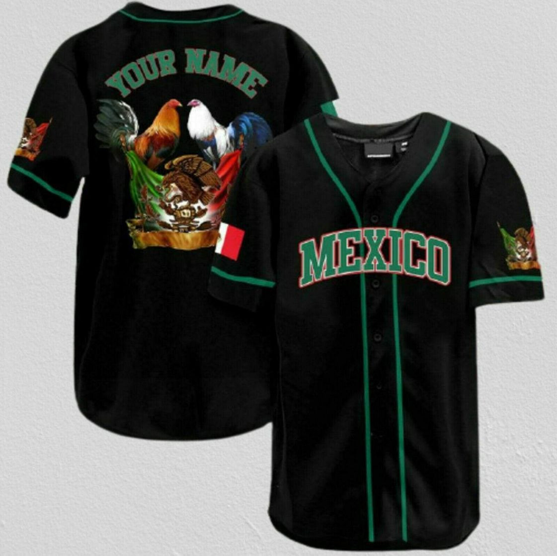 Mexican Rooster Personalized Name Baseball Jersey