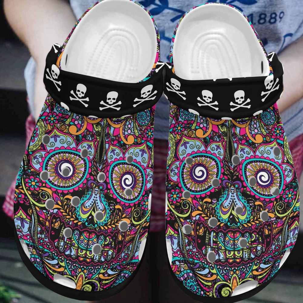 Mexican Sugar Face Funny Skull Art Gift For Lover Rubber Crocs Clog Shoes Comfy Footwear