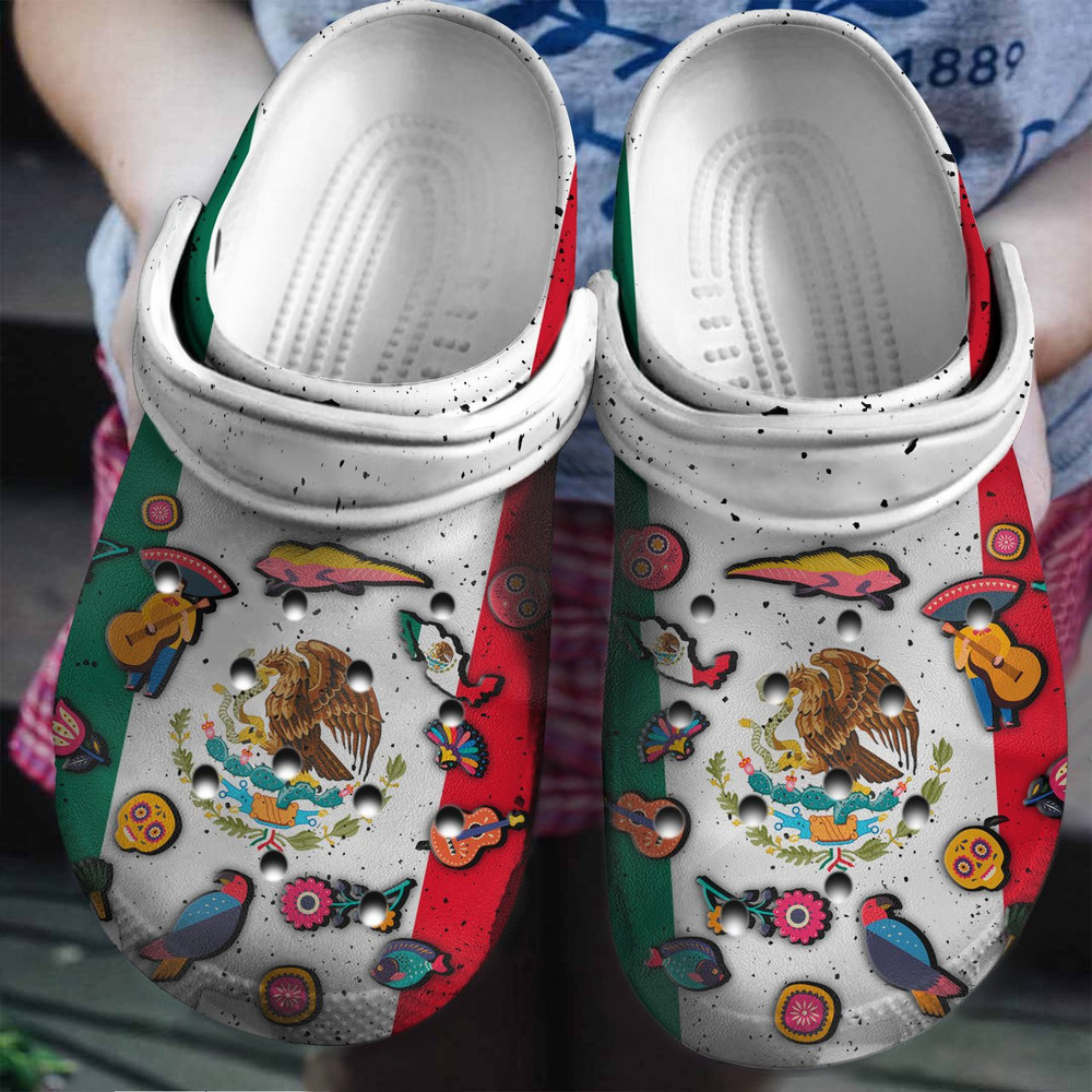 Mexico Flag Symbol For Men And Women Gift For Fan Classic Water Rubber Crocs Clog Shoes Comfy Footwear