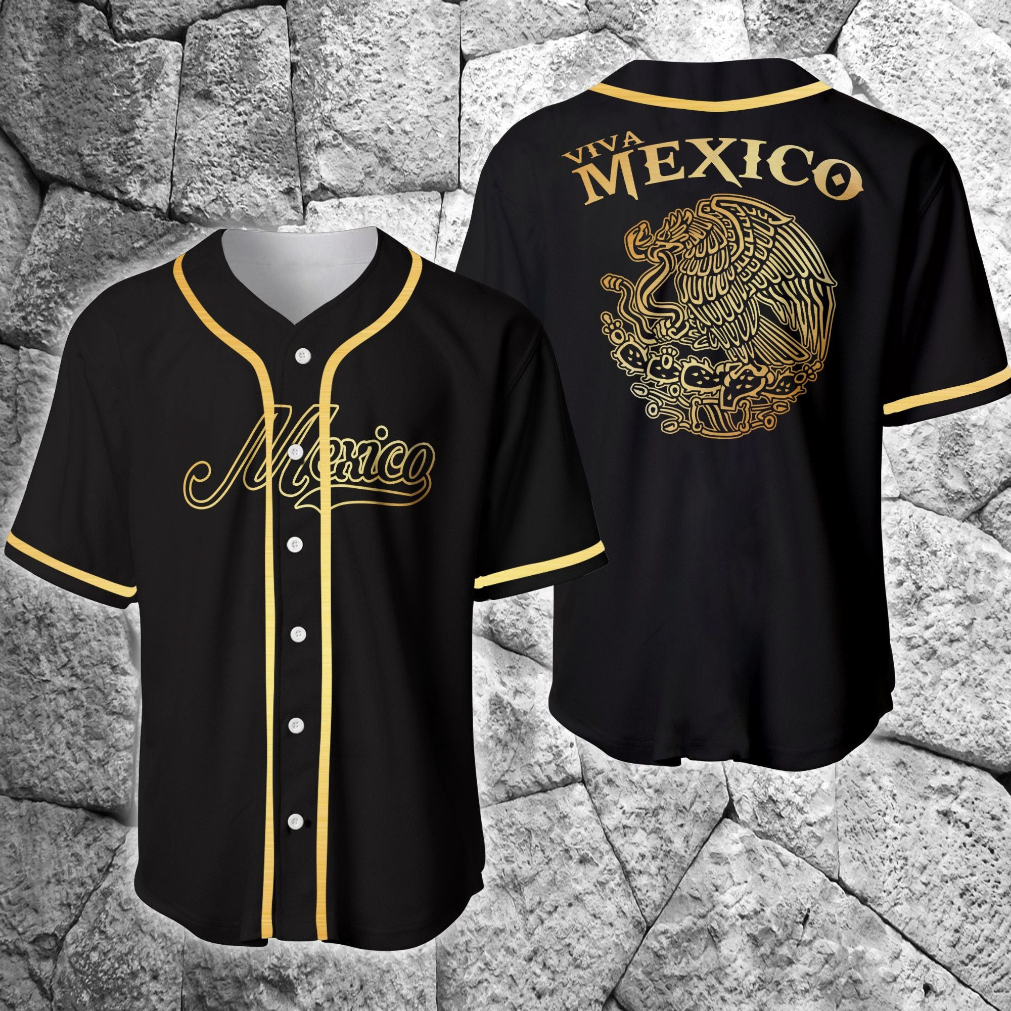 Mexico Gold Eagle Baseball Jersey, Unisex Jersey Shirt for Men Women