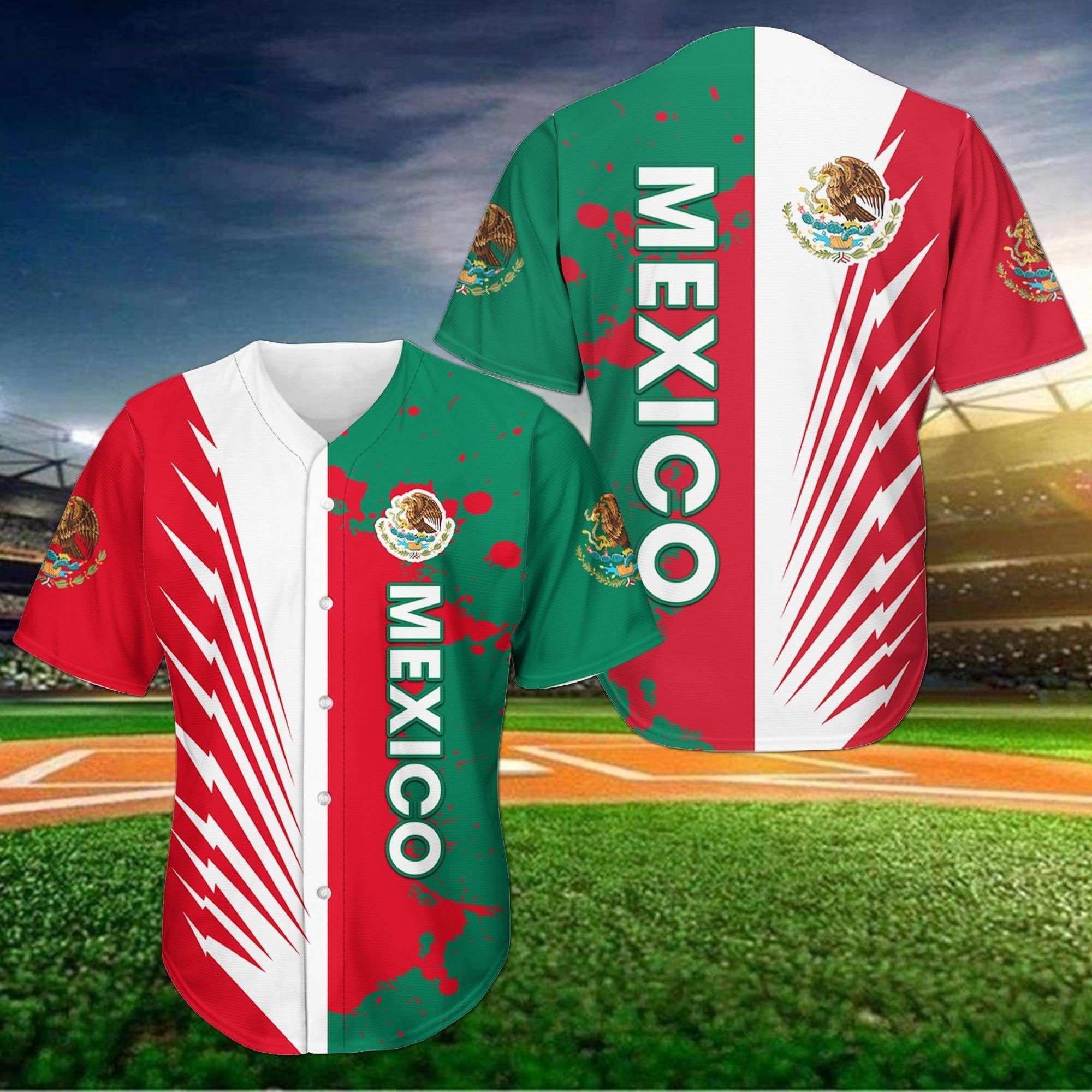 Mexico Red White And Green Baseball Jersey