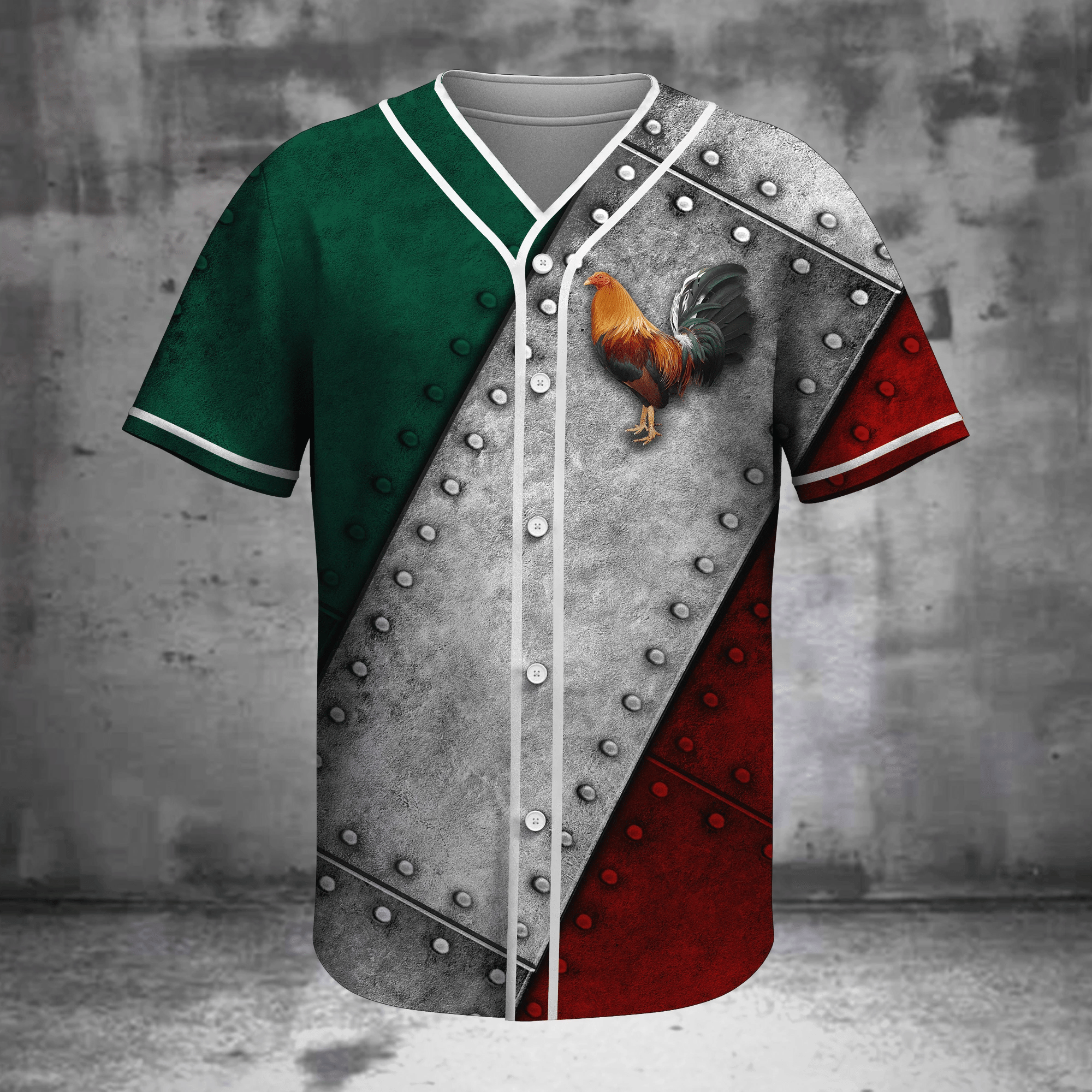 Mexico Rooster Flag Baseball Jersey