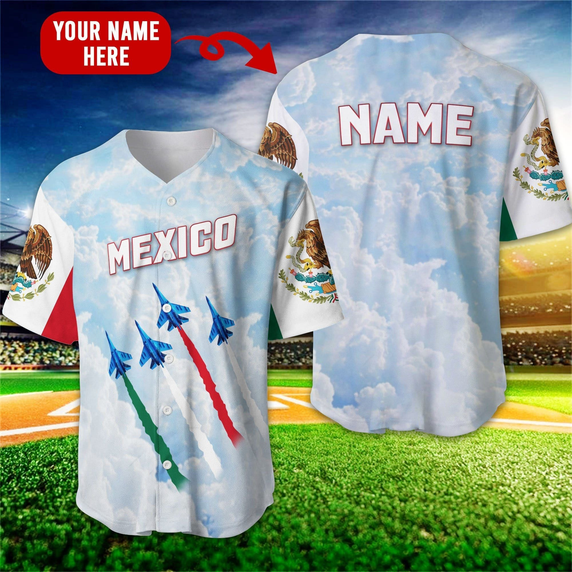 Mexico Sky Personalized Baseball Jersey