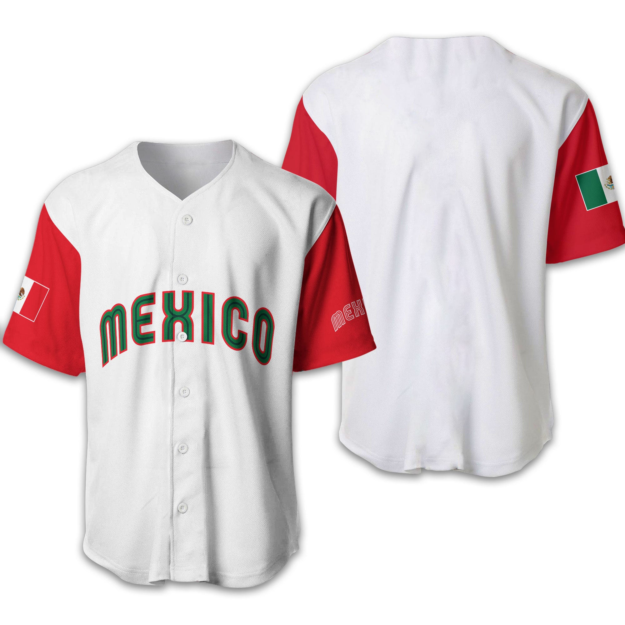 Mexico White And Red Baseball Jersey