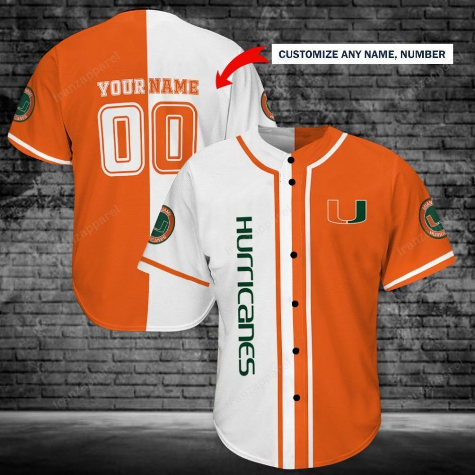 Miami Hurricanes Personalized Baseball Jersey Shirt, Unisex Jersey Shirt for Men Women