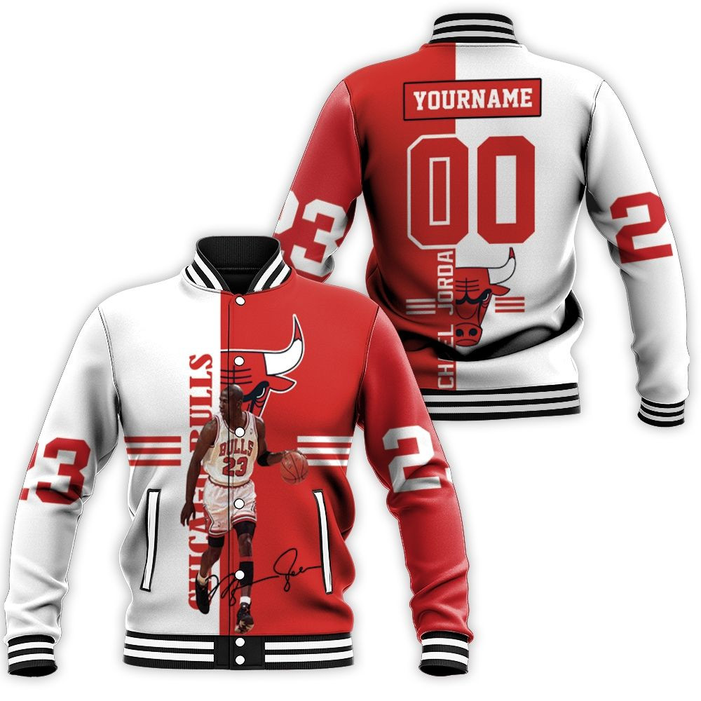 Michael Jordan 23 Signed 3d Baseball Jacket for Men Women