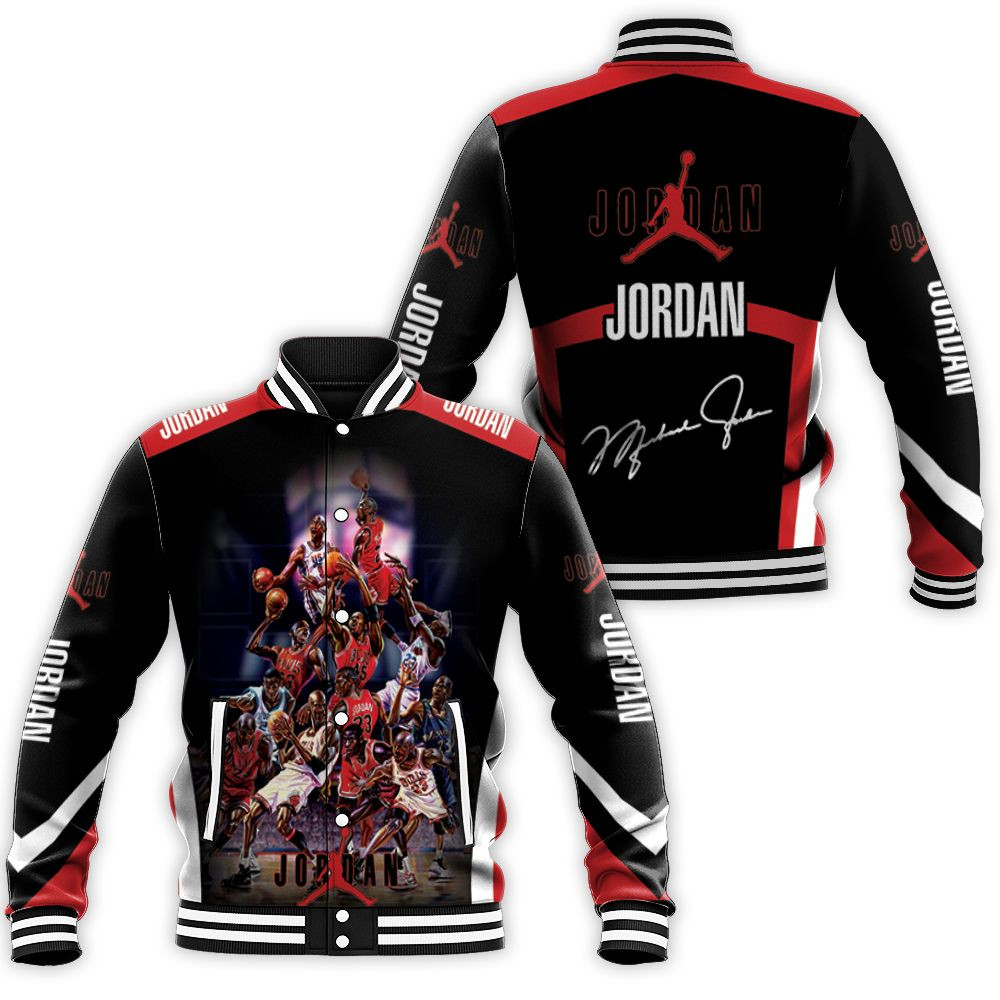 Michael Jordan Chicago Bulls Signed Baseball Jacket for Men Women