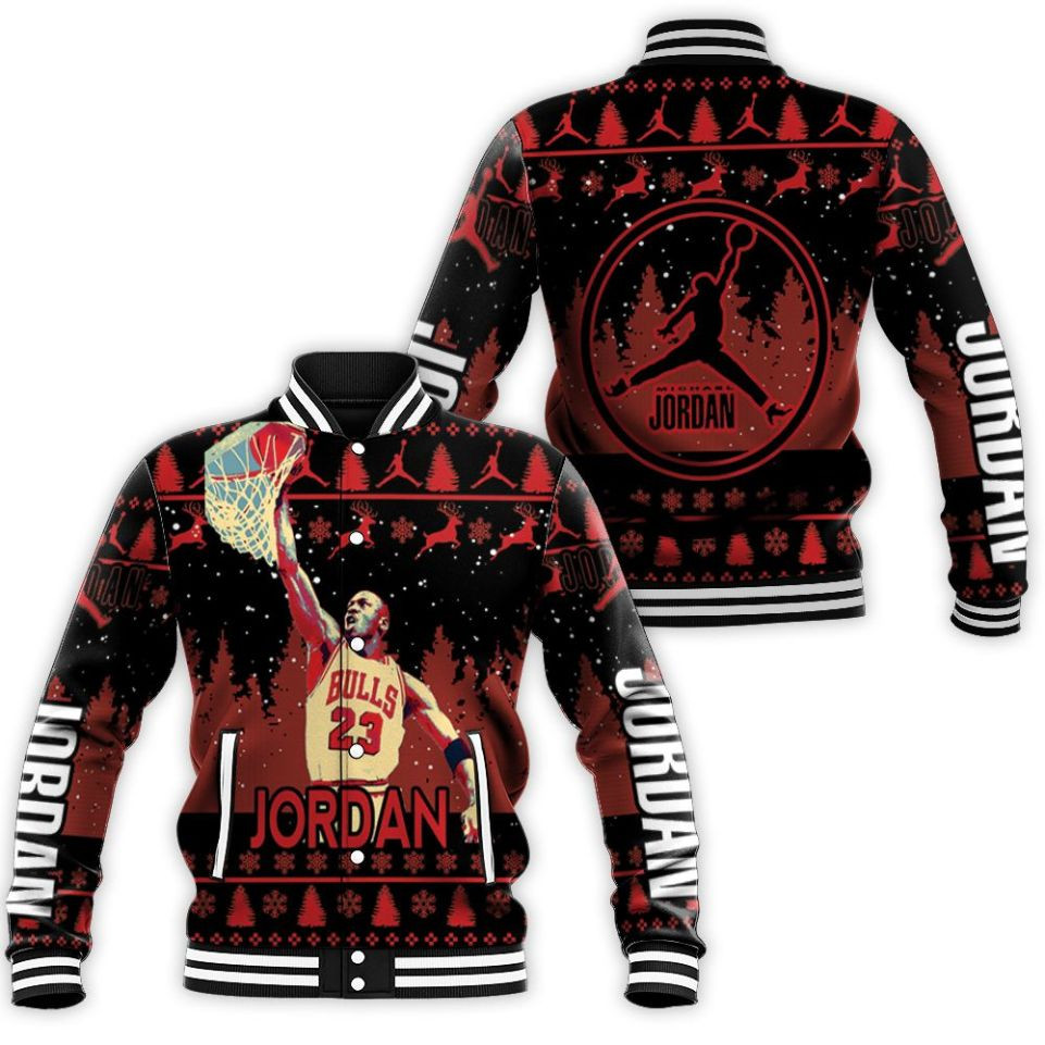 Michael Jordan Jump Shot Christmas Decor Baseball Jacket for Men Women