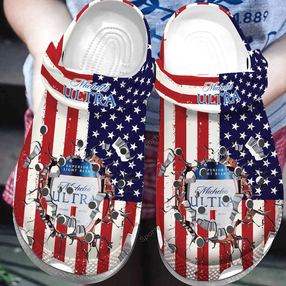 Michelob Ultra American Flag Clogs Shoes Dh