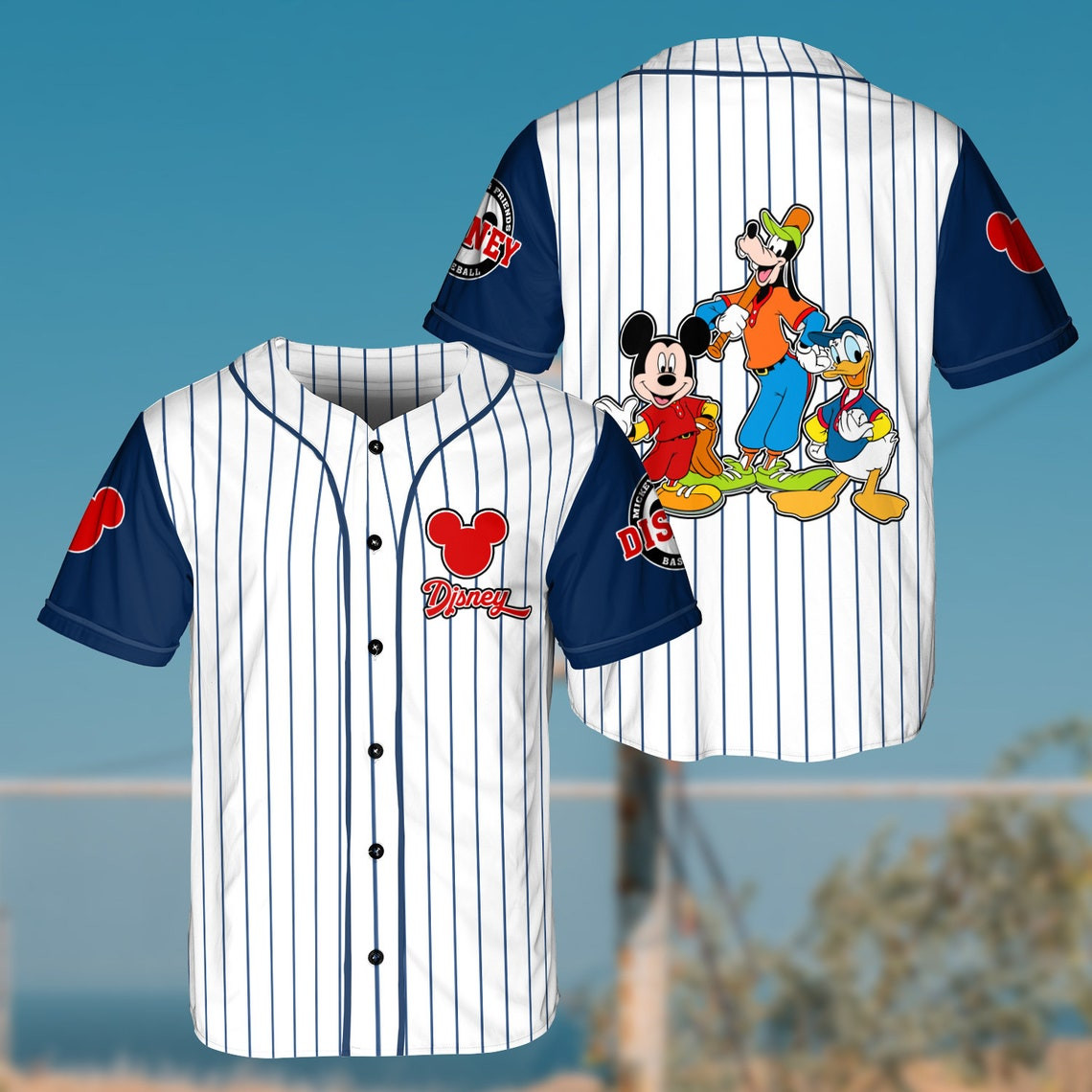 Mickey Donald duck Goofy Disney Baseball Jersey Unisex Disney MLB Baseball Jersey Gift for Disney Lovers Gift for Father Day Gift for Dad