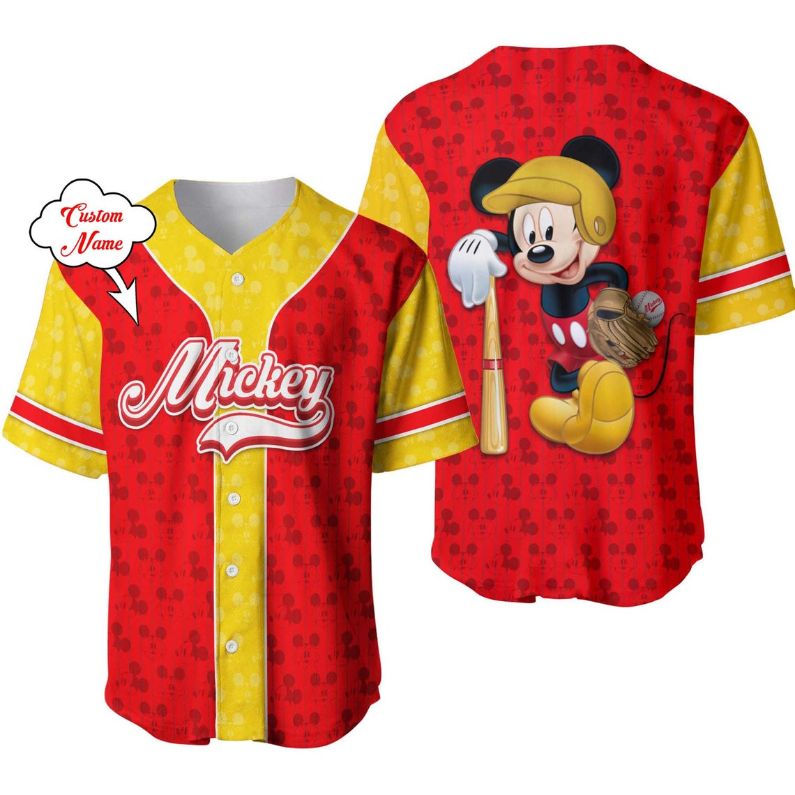 Mickey Mouse Personalized Baseball Jersey Disney Unisex Cartoon Custom Baseball Jersey Personalized Shirt Men Women