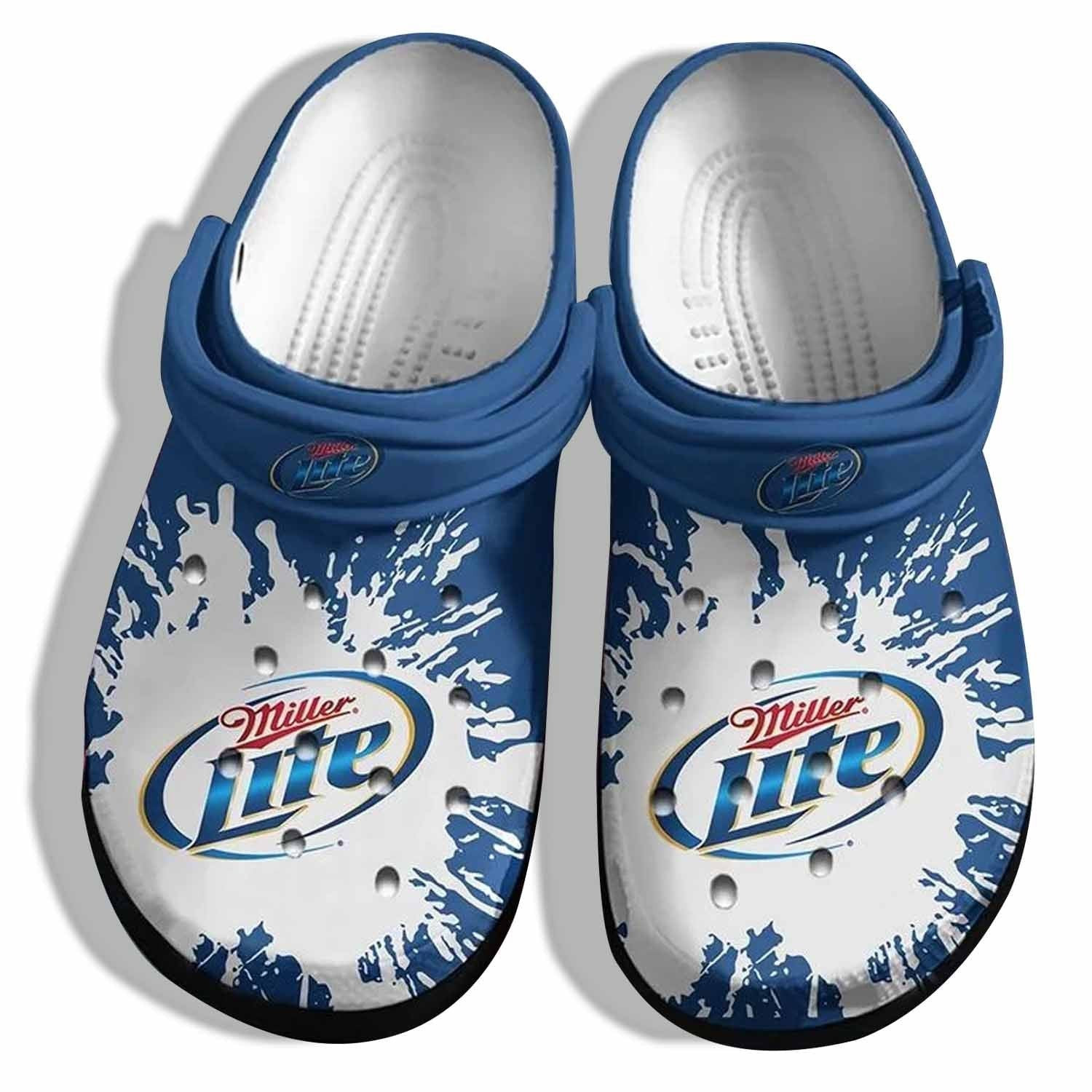 Miller Lite Custom Crocs Shoes Clogs Fathers Day Funny Gifts - Miller Lite Outdoor Shoe Gifts